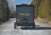 Travel Lite Falcon GT on the road, rear view