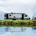 Family vacation travel RV, holiday trip in motorhome