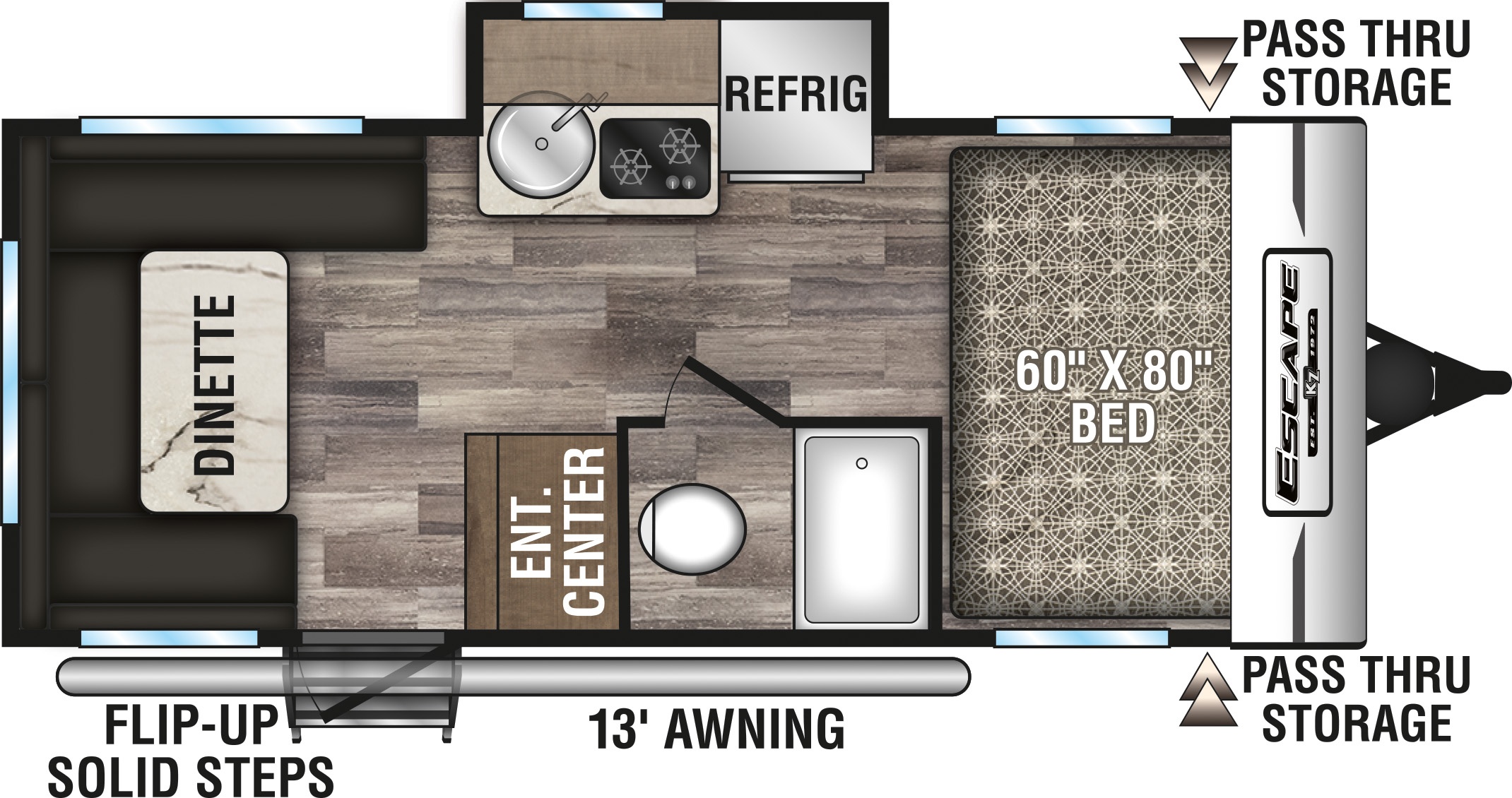 2020KZRVEscapeE181RDTravelTrailerFloorplan RV