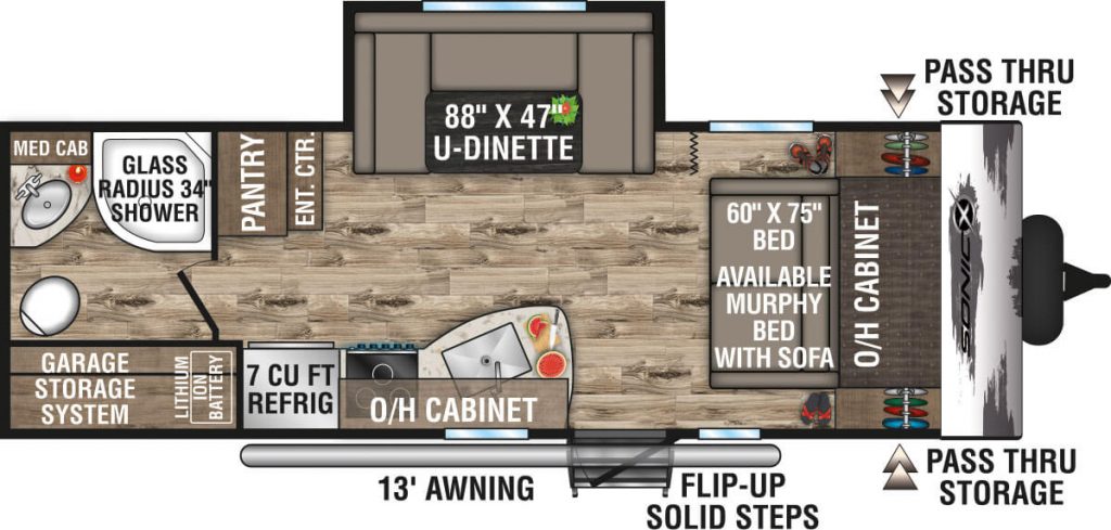 2023 Venture RV Sonic X SN220VRBX Travel Trailer Floor plan