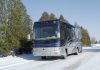 Rolling along the winter roads to adventure in a Holiday Rambler class A motorhome. Photo by Norm Rosen.