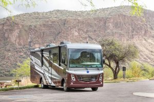 The 2023 Holiday Rambler Eclipse at Canyon Lake in Tonto National Forest in Arizona.