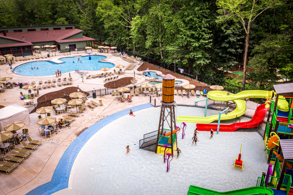 Playground and pools at Jellystone Park™ Golden Valley, Bostic, North Carolina