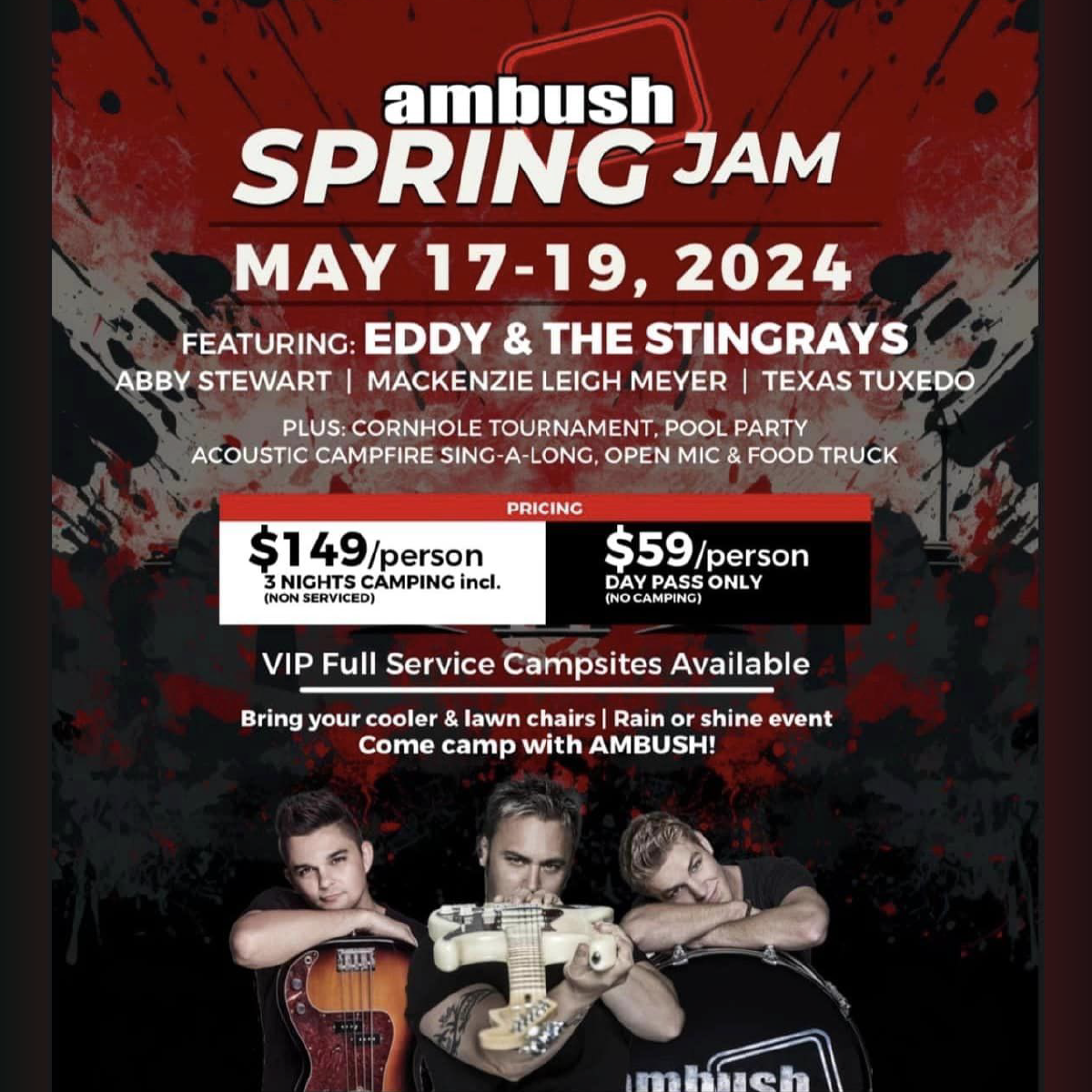 Ambush Spring Jam May 17-19, 2024 at Happy Green Acres Campground, Mallorytown, Ontario.