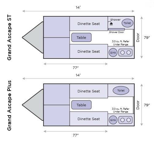 Aliner Grand Ascape and Ascape ST interior floorplans