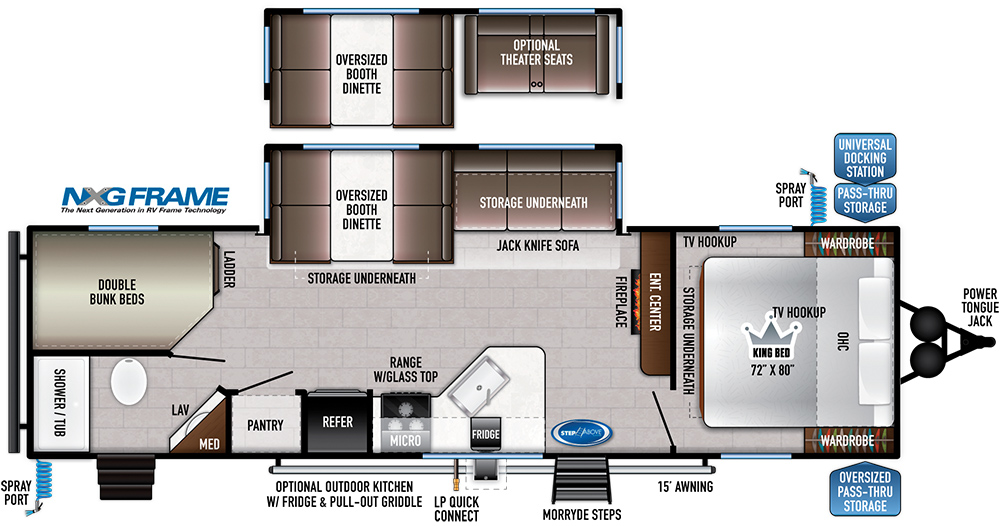 East to West RV Della Terra 271BH interior floorplan