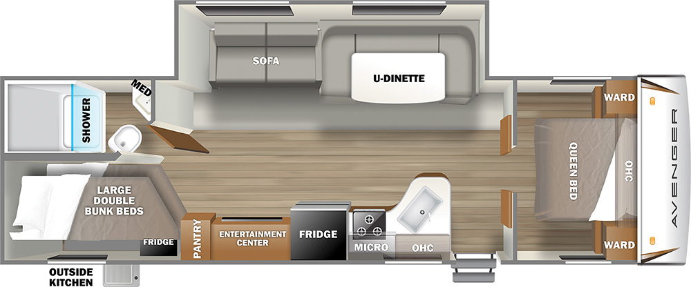 Forest River Avenger 27RBS interior floorplan