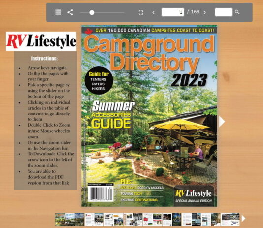 RV Lifestyle Magazine 2023 Canadian Campground Directory digital edition.