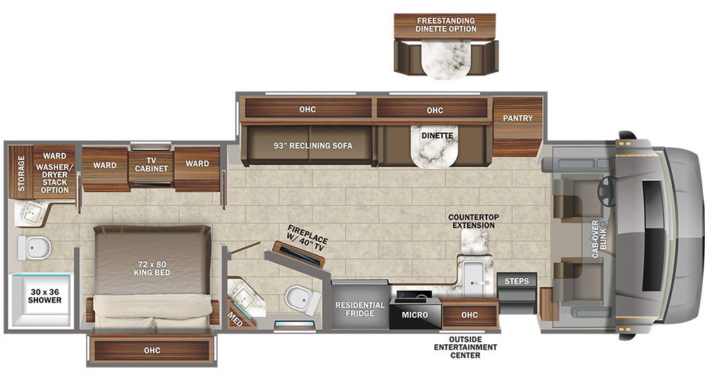 Jayco Seneca Prestige 37K interior floor plan