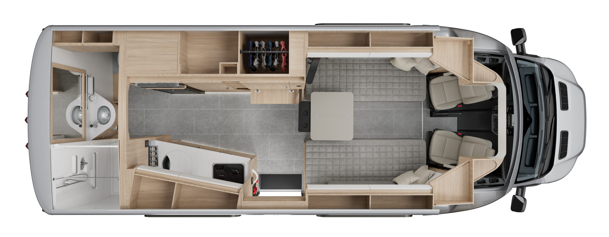 Leisure Travel Vans Wonder Front Twin Bed interior floor plan