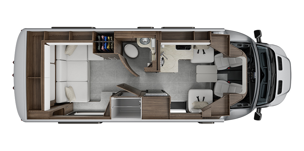 Leisure Travel Van Wonder Rear Lounge interior floor plan