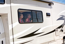 RVing with kids - the window seat is always the preferred spot for kids in RVs.