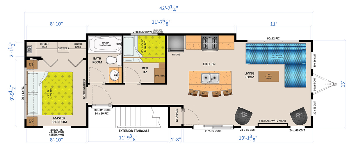 General Coach Black Diamond park model trailer interior floorplan