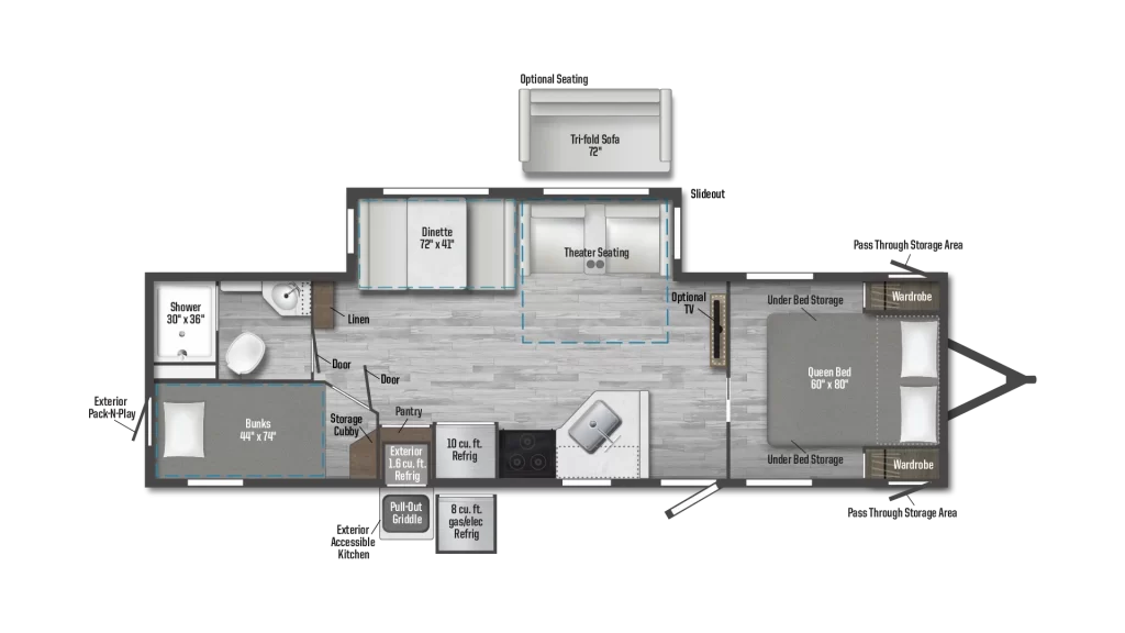 Winnebago Access 30BH interior floorplan.