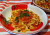 Fettucini with fresh tomato caper sauce
