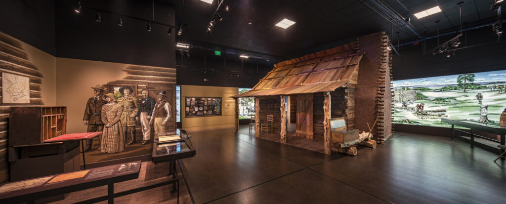 Cabin display at the San Filipe de Austin Historical Center.