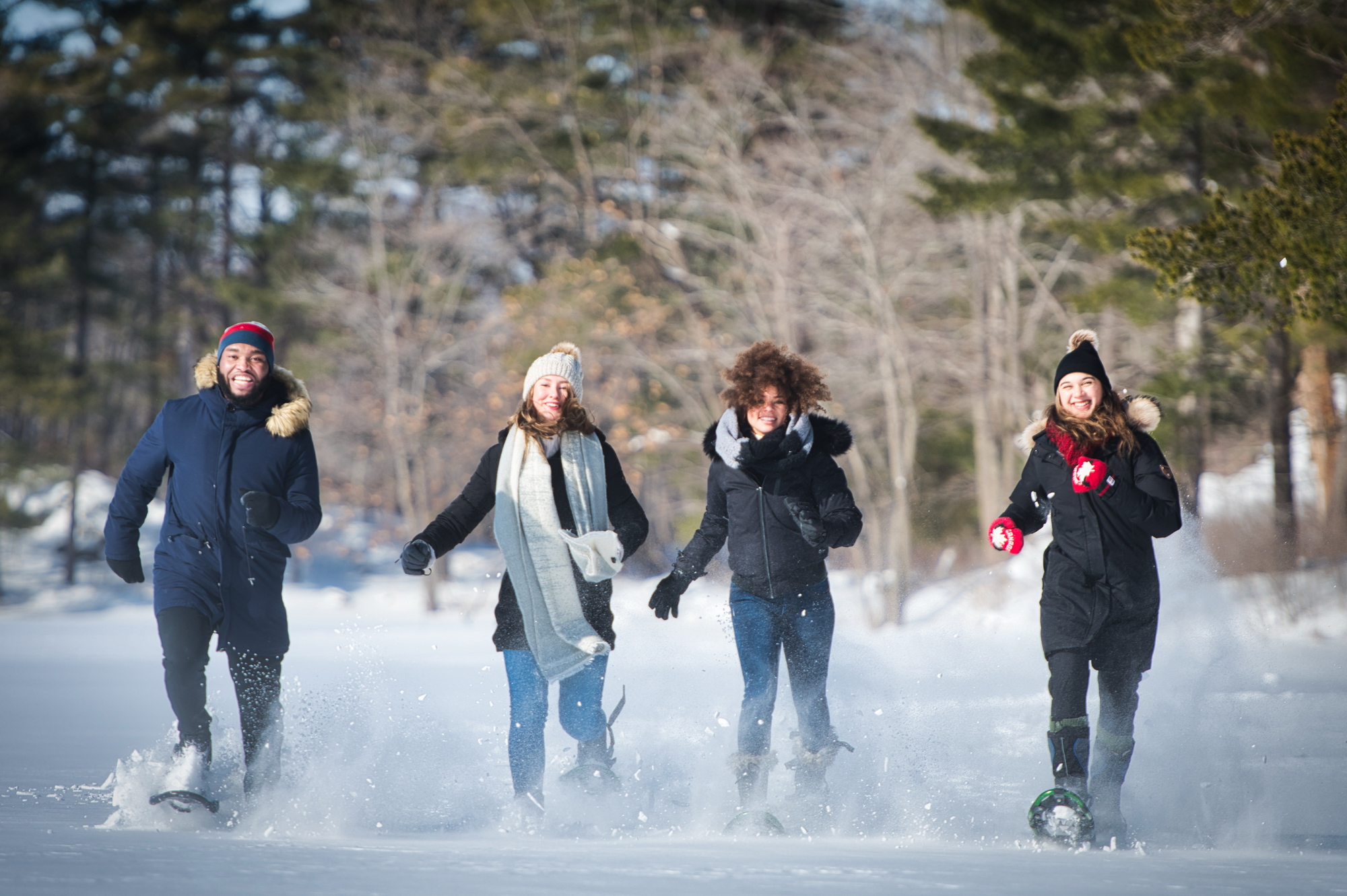 Enjoying a snowshoe hike at Ontario Parks Frontenac - photo courtesy Ontario Parks