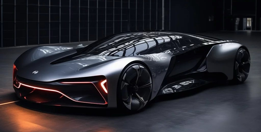 AI generated concept car circa 2033 exterior view