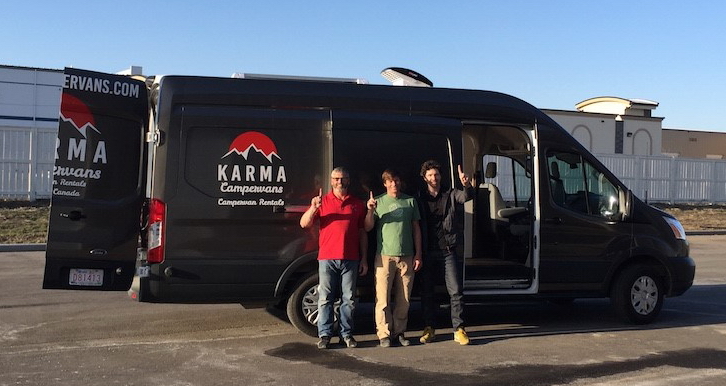 Karma Campervans owners Dave Wald, Jeff Redmond and Kyle Redmond with ‘Karma 1’, the first Karma Campervan to hit the road in 2018.