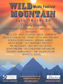 Wild Mountain Music Festival, July 18 - 20, 2025, Alberta Canada.