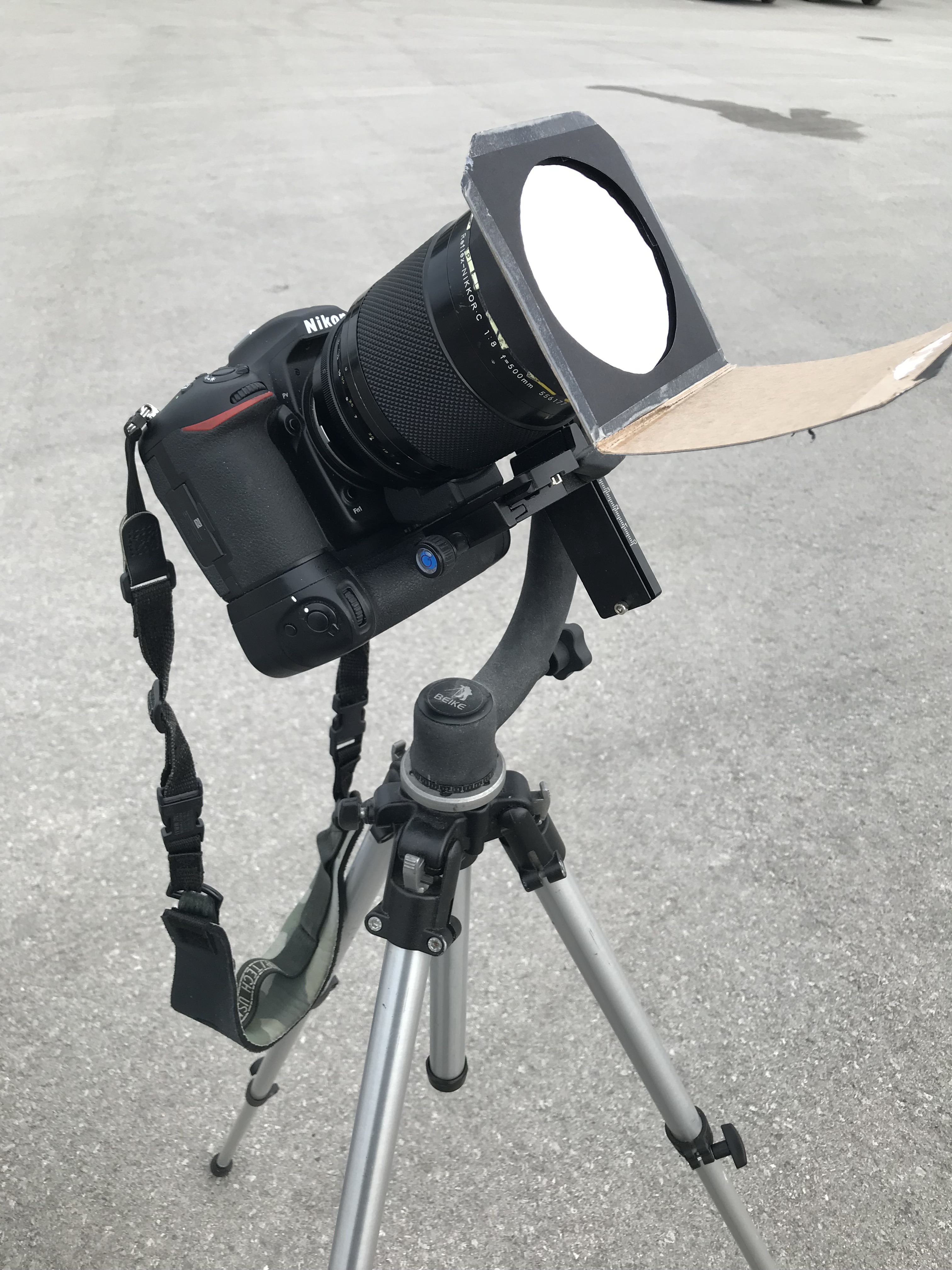 Nikon D500 with 500mm Nikkor f8 mirror lens and Baader Planetarium AstroSolar Safety Film