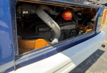 E Fire USA Protects Your RV E Fire USA fire suppressant ball mounted in the engine compartment of a motorhome.