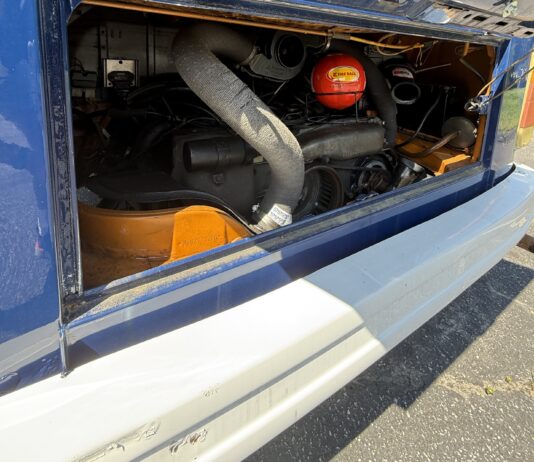 E Fire USA Protects Your RV E Fire USA fire suppressant ball mounted in the engine compartment of a motorhome.