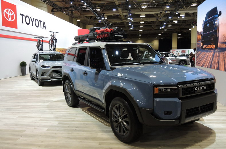 Toyota displayed a wide range of SUVs in ICE, EV, and Hybrid models.