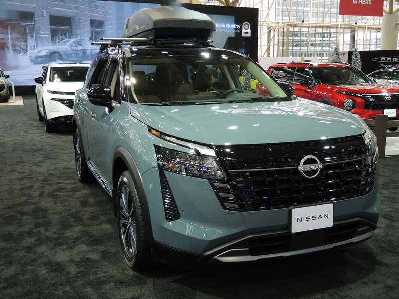 Nissan displayed a wide range of ICE, EV and plug-in hybrid vehicles, including Pathfinder, Rogue, Kicks and upscale Infinity models.
