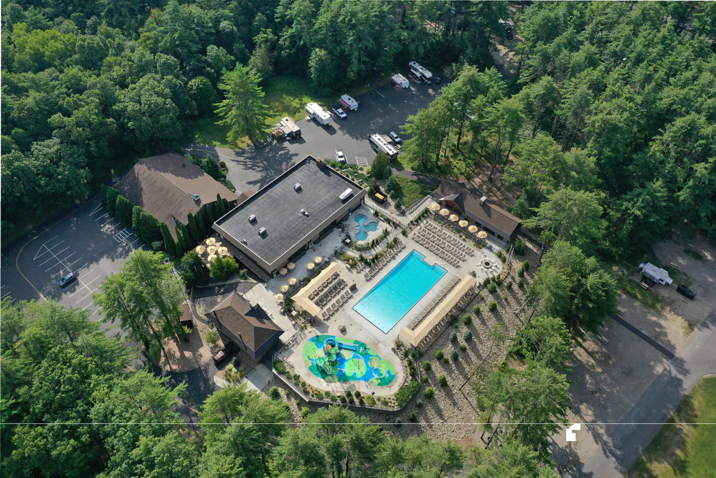 :Lake George RV Park Cascade Cove Aquatic Park - aerial view courtesy Lake George RV Park.
