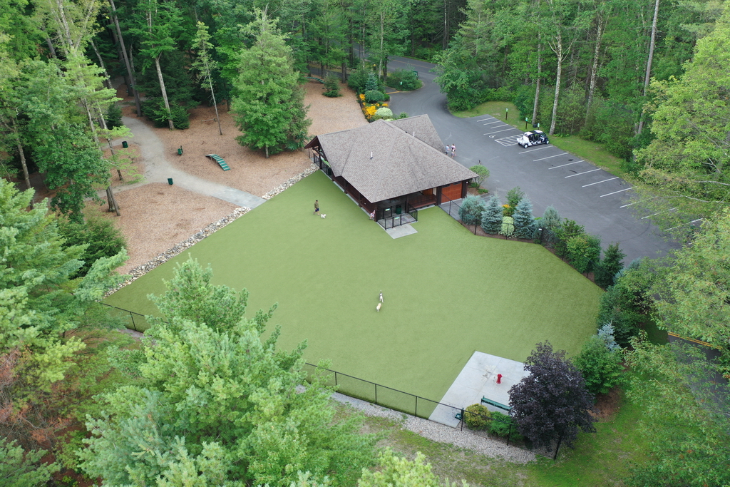 Charlie's Bark Park at the Lake George RV Park is an award winning facility for camping pets.